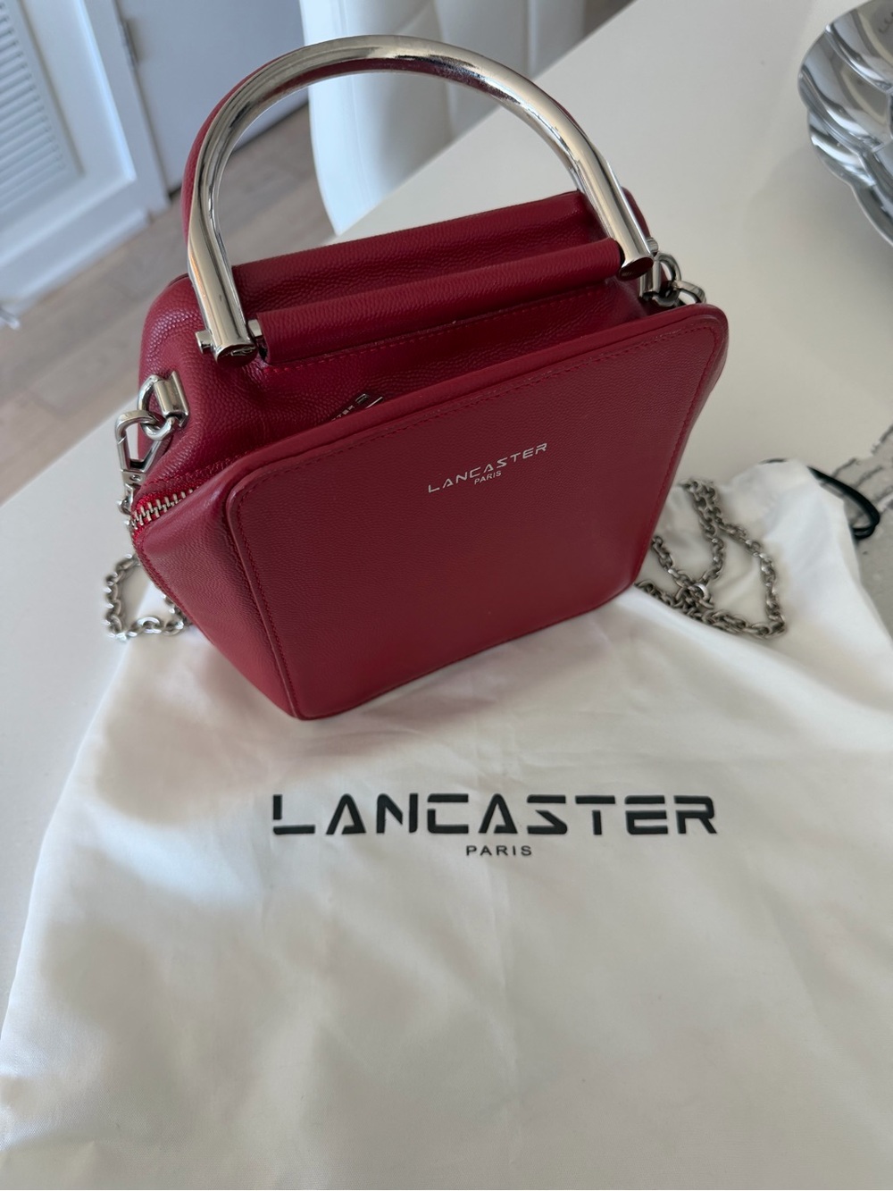 Lancaster Paris Red Mini Top-Handle Crossbody Bag